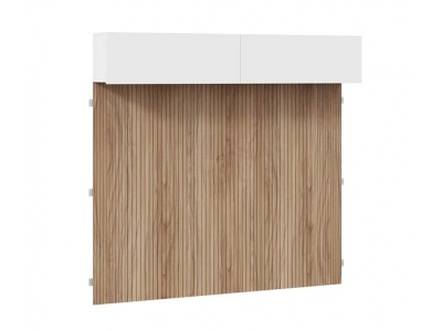 Шкаф навесной Порто 366 с декоративными панелями (Белый Жемчуг, Яблоня Беллуно, Белый софт)